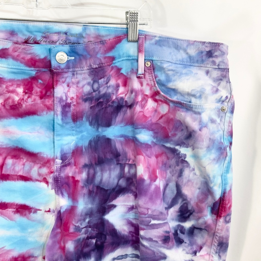 Gloria Vanderbilt Plus Size 24W Shorts Handmade Tie Dye Denim Purple Pink 928 - Picture 4 of 12